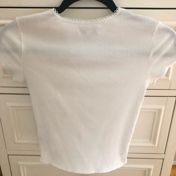 TOPSHOP White Short Sleeve Ribbed Top - Picture 4 of 5